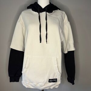 Hollister Cream and Brown Hoodie